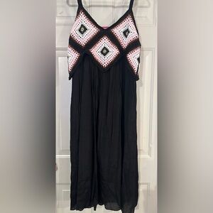 Black Maxi Skirt with Crochet Detail